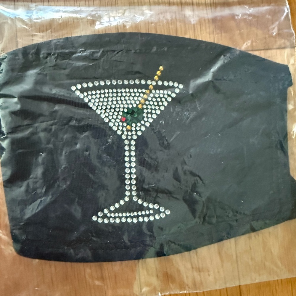 Rhinestone martini bling face mask. NIP. Never used.